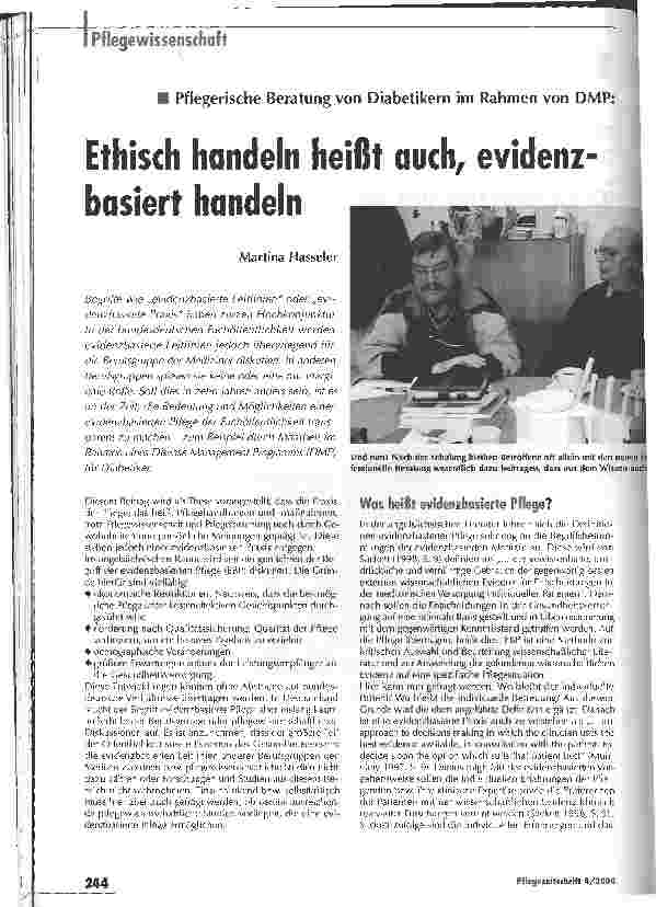 Vorschauseite 1: Ethisch handeln heißt auch, evidenz-basiert handeln