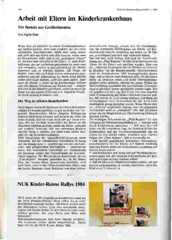 Vorschauseite 1: Arbeit mit Eltern im Kinderkrankenhaus