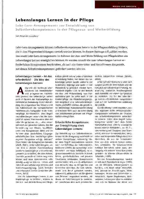 Vorschauseite 1: Lebenslanges Lernen in der Pflege