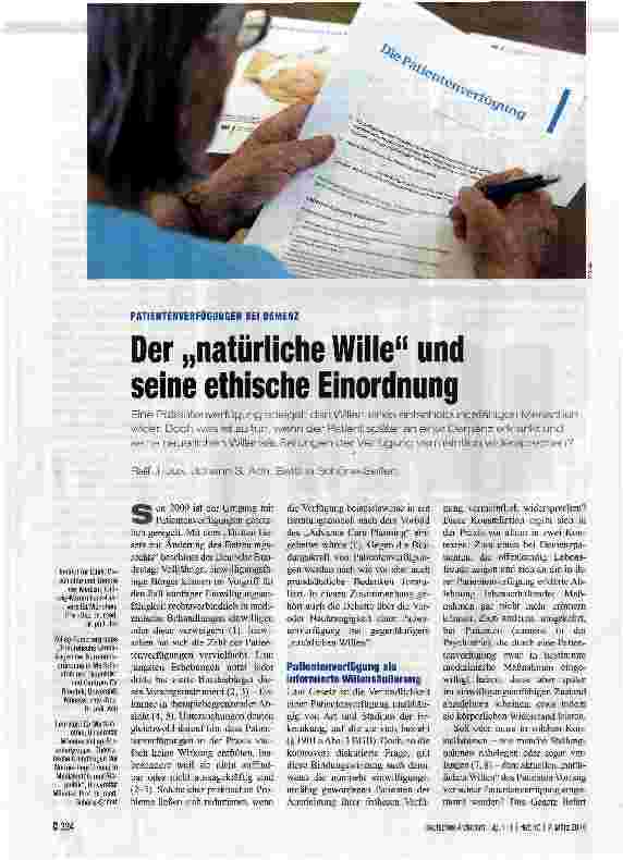 Vorschauseite 1: Der „natürliche Wille und seine ethische Einordnung