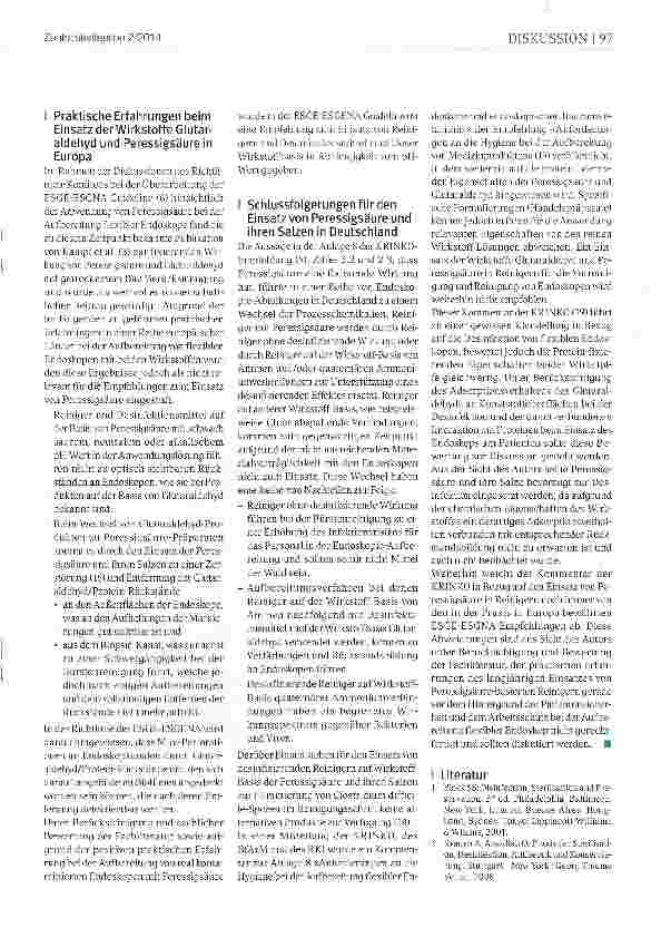 Vorschauseite 3: Der Einfluss von Desinfektionsmittelwirkstoffen auf die Rückstandsbildung auf Oberflächen flexibler Endoskope