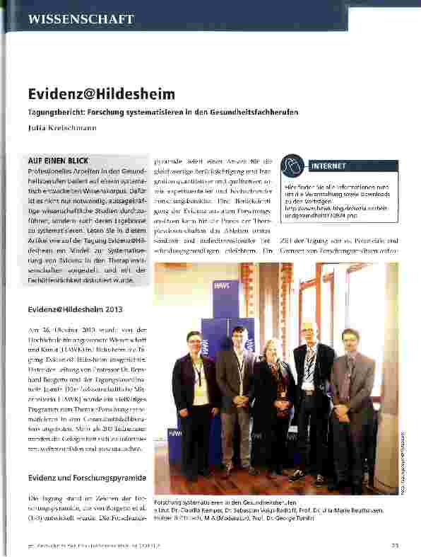 Vorschauseite 1: Evidenz@HildesheimTagungsbericht: Forschung systematisieren in den Gesundheitsfachberufen