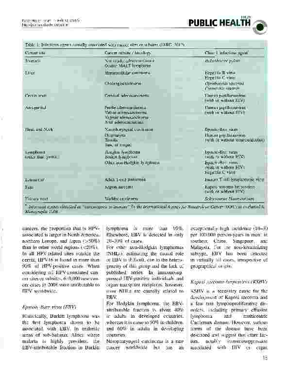 Vorschauseite 2: Infections causing cancers: world bürden and potential for prevention