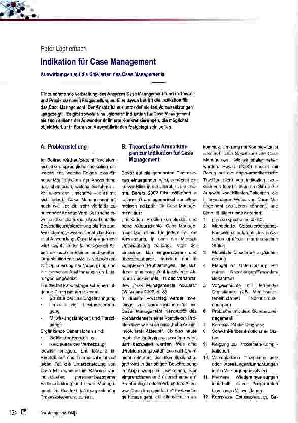 Vorschauseite 1: Indikation für Case Management