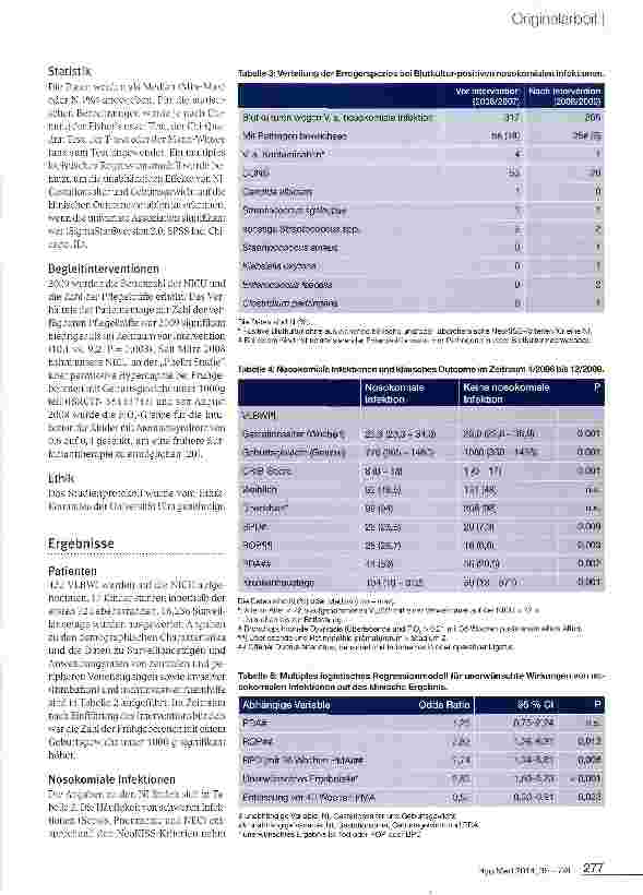 Vorschauseite 4: Surveillance von nosokomialen Infektionen mit Benchmarking: ein Instrument zur Verbesserung des klinischen Ergebnisses bei Frühgeborenen mit sehr niedrigem Geburtsgewicht