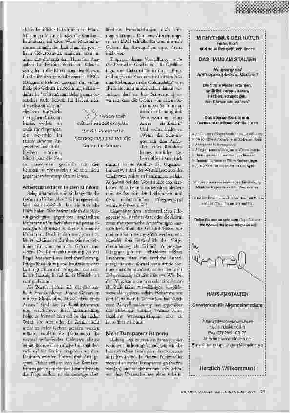 Vorschauseite 2: Freiberuflich oder angestelltAnforderungen an die Hebammenarbeit von morgen
