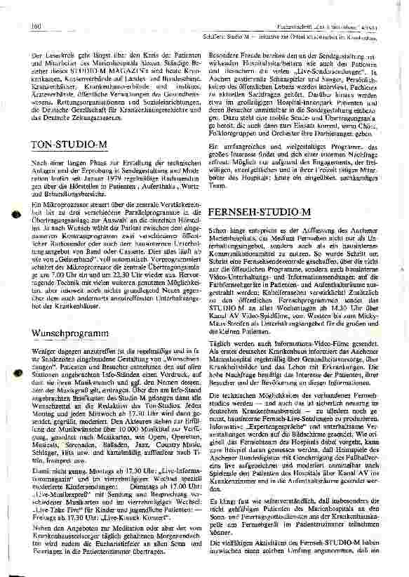 Vorschauseite 4: Studio - M ; Initiative zur Öffentlichkeitsarbeit im Krankenhaus