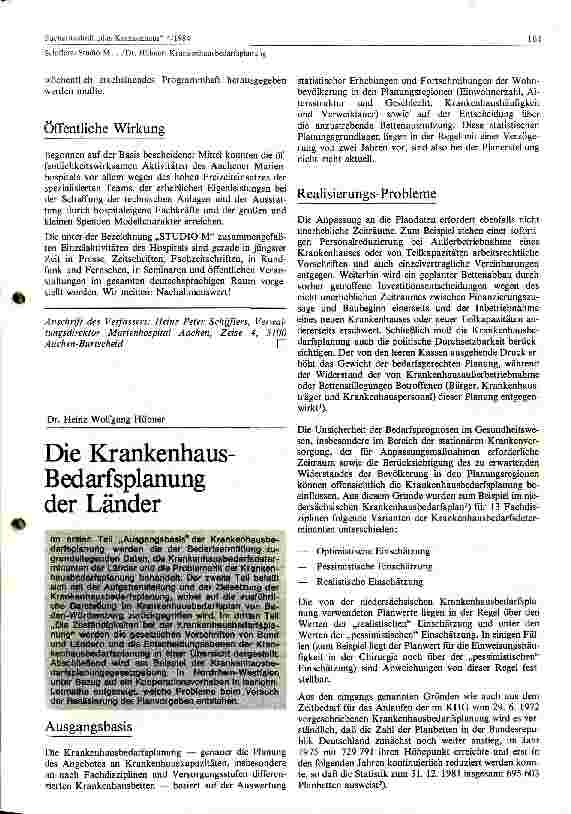 Vorschauseite 5: Studio - M ; Initiative zur Öffentlichkeitsarbeit im Krankenhaus