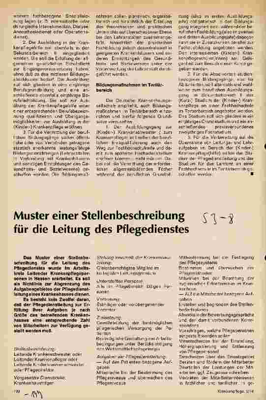 Vorschauseite 2: Stukturplan für die Neuordnung der beruflichen Bildung in der Krankenpflege