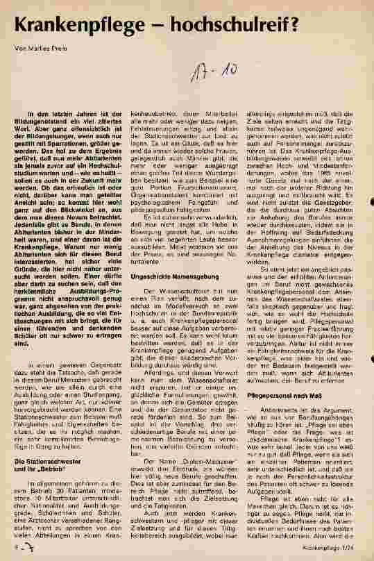 Vorschauseite 1: Krankenpflege - hochschulreif?