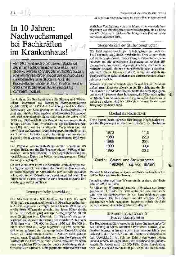 Vorschauseite 1: In 10 Jahren: Nachwuchsmangel bei Fachkräften im Krankenhaus!