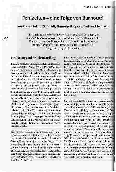 Vorschauseite 1: Fehlzeiten - eine Folge von Burnout?