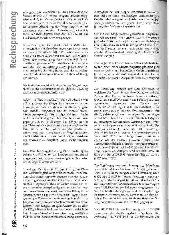 Vorschauseite 4: Ungleichbehandlung von privaten Pflegediensten gegenüber Sozialstationen Brandenburgisches OLG, Urteil vom 16.03.1999