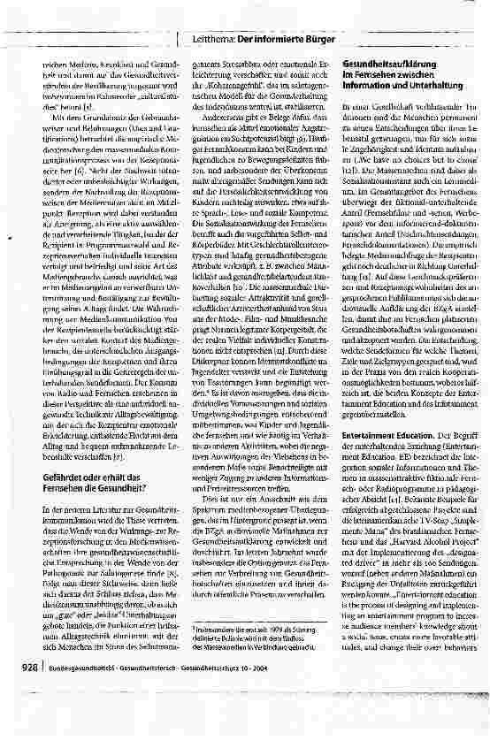 Vorschauseite 2: Gesundheit in der Mediengesellschaft. Institutionelle Gesundheitsaufklärung und Fernsehunterhaltung