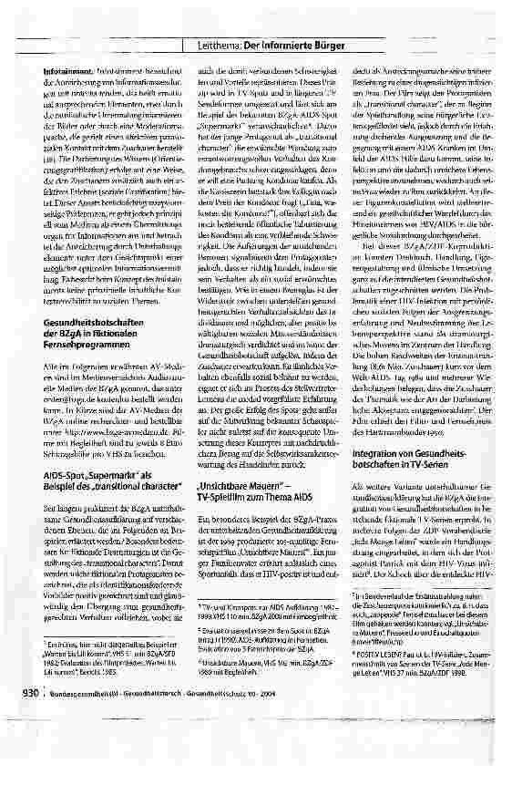 Vorschauseite 4: Gesundheit in der Mediengesellschaft. Institutionelle Gesundheitsaufklärung und Fernsehunterhaltung
