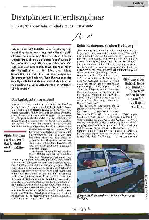 Vorschauseite 1: Diszipliniert interdisziplinär Projekt Mobile ambulante Rehabilitation in Karlsruhe