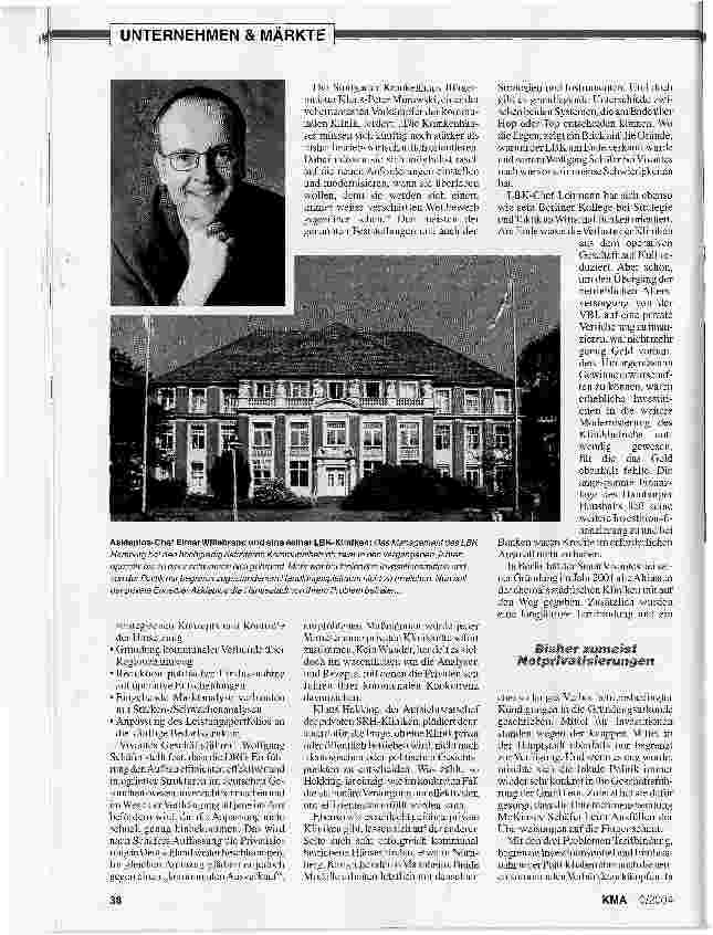 Vorschauseite 3: Neues SelbstbewußtseinWie Bürgermeister und Dezernenten mit privaten Rezepten die kommunalen Kliniken aus der Sackgasse führen wollen.
