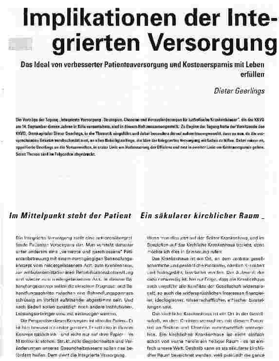 Vorschauseite 1: Implikationen der Integrierten VersorgungDas Ideal von verbesserter Patientenversorgung und Kostenersparnis mit Leben erfüllen