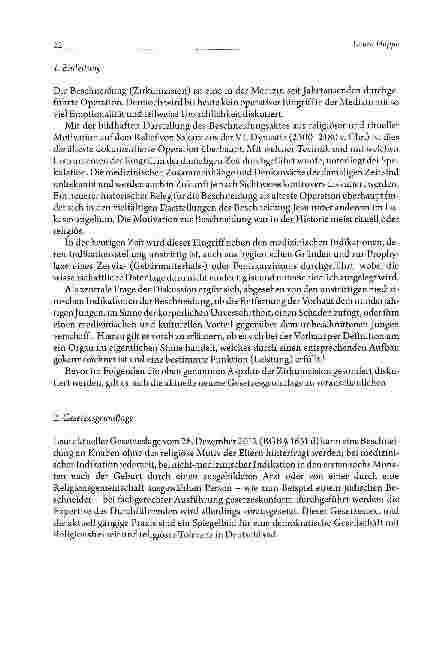 Vorschauseite 2: Beschneidung minderjähriger Jungen aus religiösen und weltanschaulichen Gründen Medizinische Aspekte der Beschneidung undihre kontroverse Diskussion
