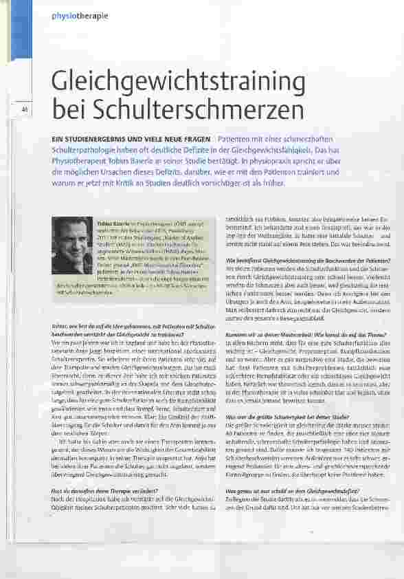 Vorschauseite 1: Gleichgewichtstraining bei Schulterschmerzen