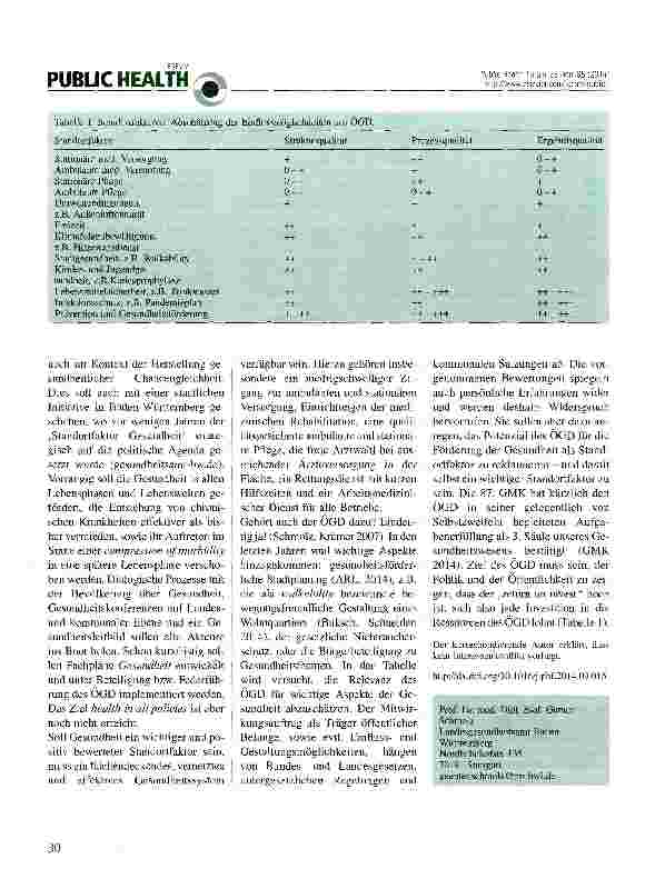 Vorschauseite 2: Standortfaktor Gesundheit - der Beitrag des ÖGD