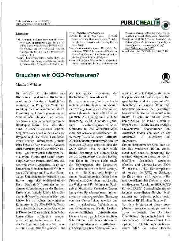 Vorschauseite 3: Standortfaktor Gesundheit - der Beitrag des ÖGD