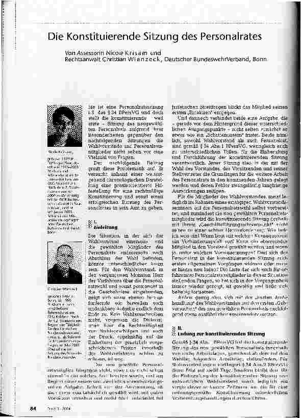 Vorschauseite 1: Die Konstituierende Sitzung des Personalrates