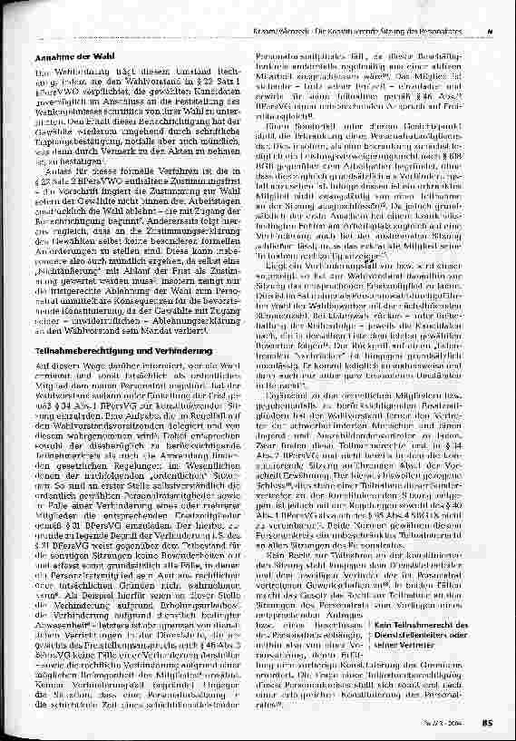 Vorschauseite 2: Die Konstituierende Sitzung des Personalrates