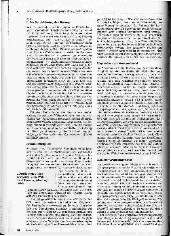 Vorschauseite 3: Die Konstituierende Sitzung des Personalrates