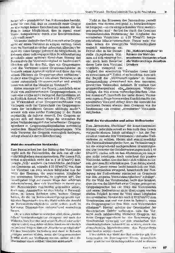 Vorschauseite 4: Die Konstituierende Sitzung des Personalrates
