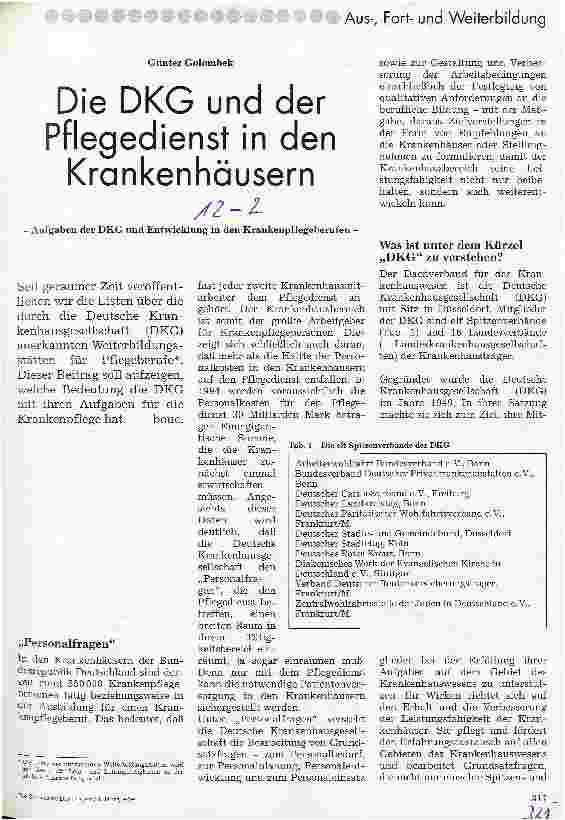 Vorschauseite 1: Die DKG und der Pflegedienst in den Krankenhäusern Aufgaben der DKG und Entwicklung in den Krankenpflegeberufen