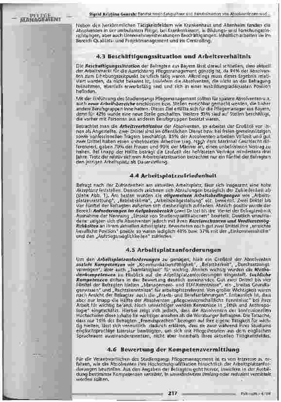 Vorschauseite 3: Berufseinmündungsphase und Berufssituation von Absolventinnen und Absolventen der Pflegemanagement-Studiengänge an bayerischen Fachhochschulen