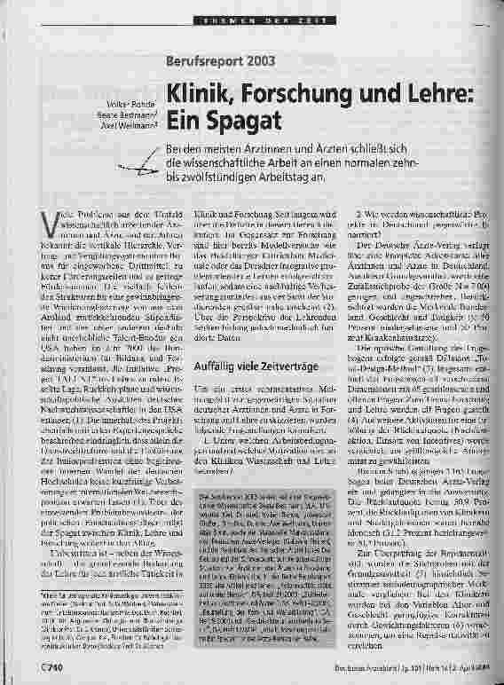 Vorschauseite 1: Klinik, Forschung und Lehre: Ein Spagat