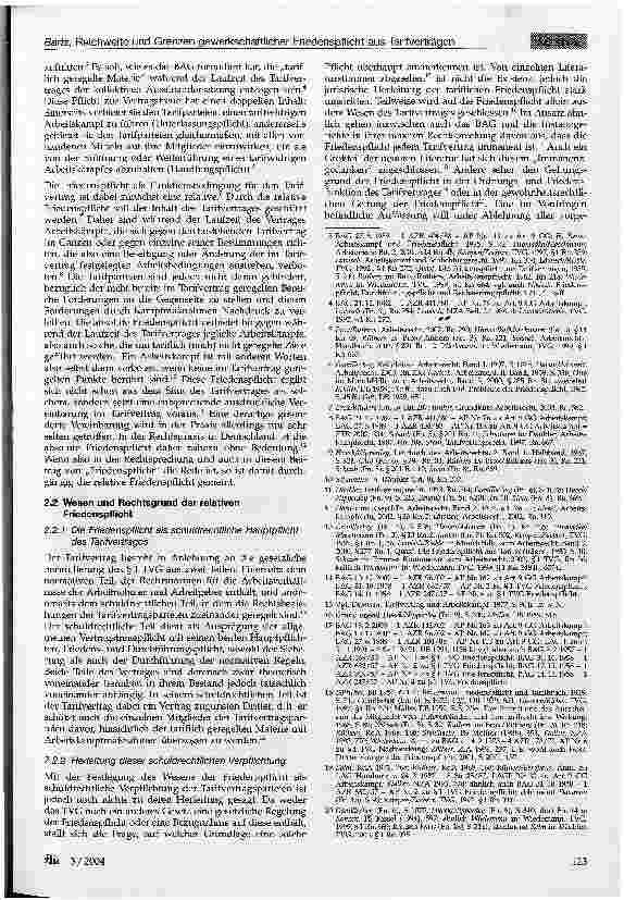 Vorschauseite 2: Reichweite und Grenzen gewerkschaftlicher Friedenspflicht aus Tarifverträgen (Teil 1, Ziff. 1 bis 3)