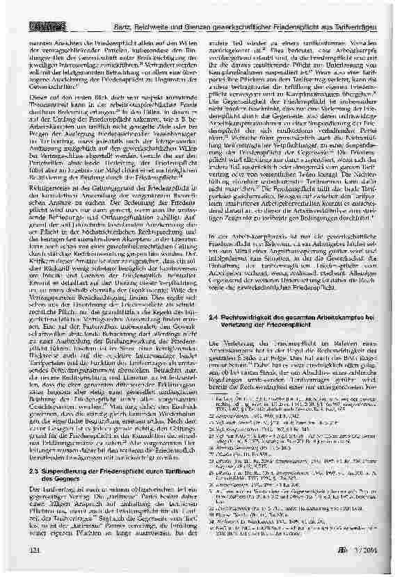 Vorschauseite 3: Reichweite und Grenzen gewerkschaftlicher Friedenspflicht aus Tarifverträgen (Teil 1, Ziff. 1 bis 3)