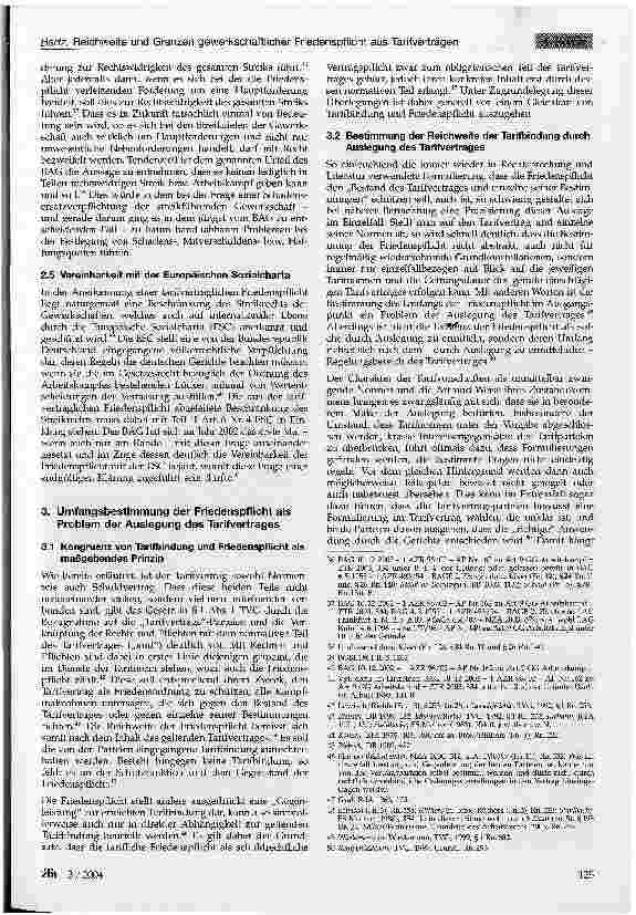Vorschauseite 4: Reichweite und Grenzen gewerkschaftlicher Friedenspflicht aus Tarifverträgen (Teil 1, Ziff. 1 bis 3)