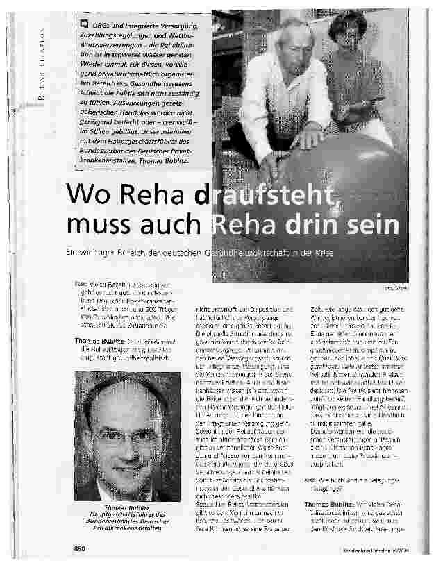 Vorschauseite 1: Wo Reha draufsteht muss auch Reha drin sein