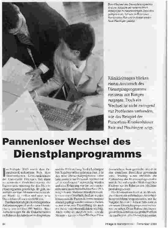 Vorschauseite 1: Pannenloser Wechsel des Dienstplanprogramms