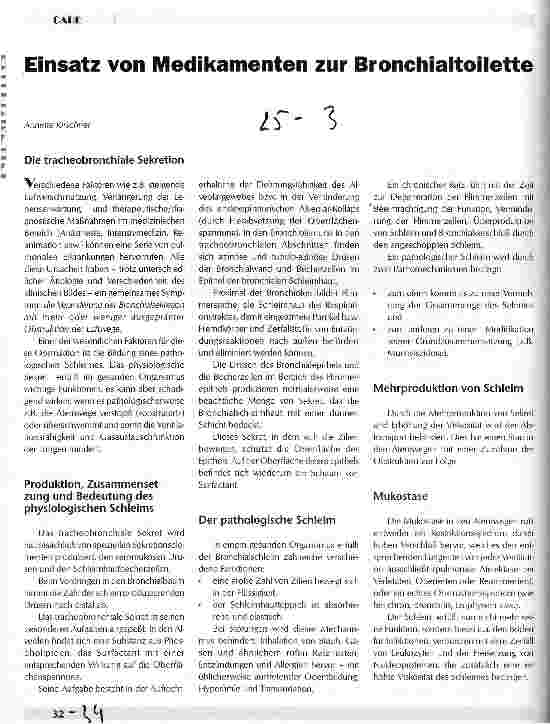 Vorschauseite 1: Einsatz von Medikamenten zur Bronchialtoilette