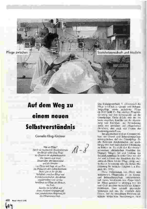 Vorschauseite 1: Auf dem Weg zu einem neuen Selbstverständnis Pflege zwischen Sozialwissenschaft und Medizin