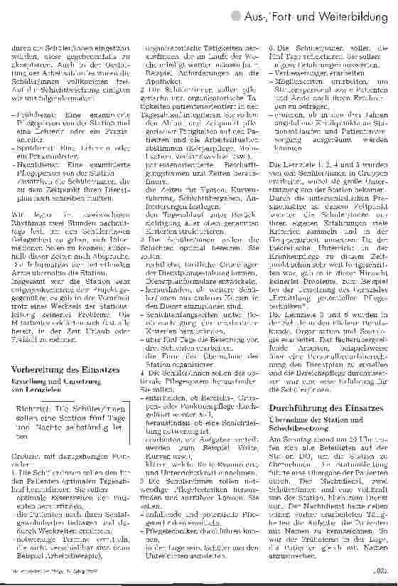 Vorschauseite 2: Befristete Übernahme einer Station mit KrankenpflegeschülerInnen Ein Projekt