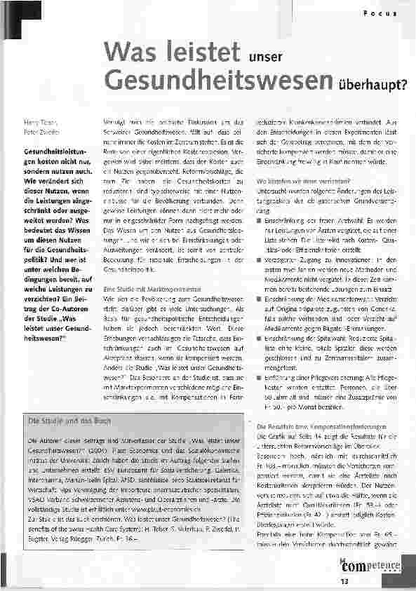Vorschauseite 1: Was leistet unser Gesundheitswesen überhaupt?