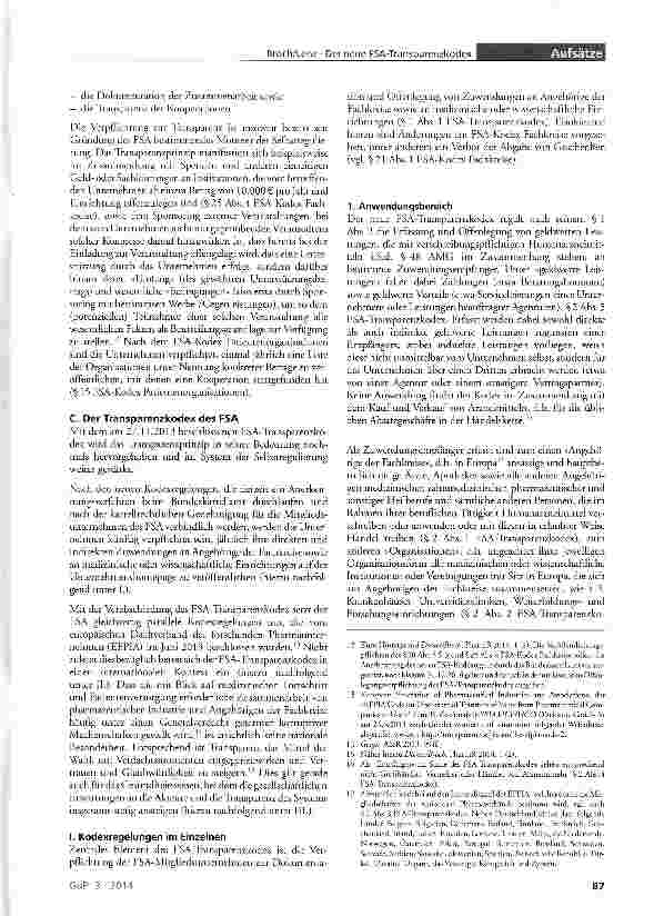 Vorschauseite 3: Zusammenarbeit von Pharma-Unternehmen und Fachkreisen Der neue FSA-Transparenzkodex