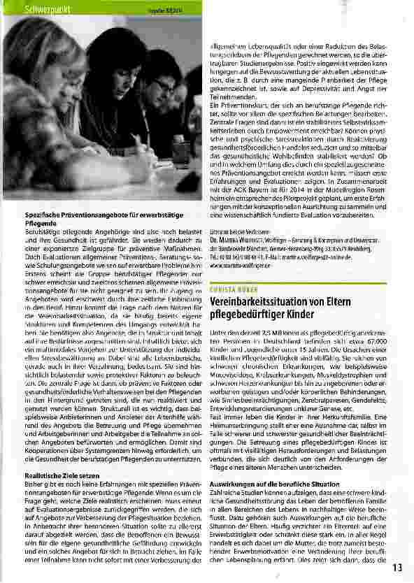 Vorschauseite 2: Präventionskurs für erwerbstätige pflegende Angehörige