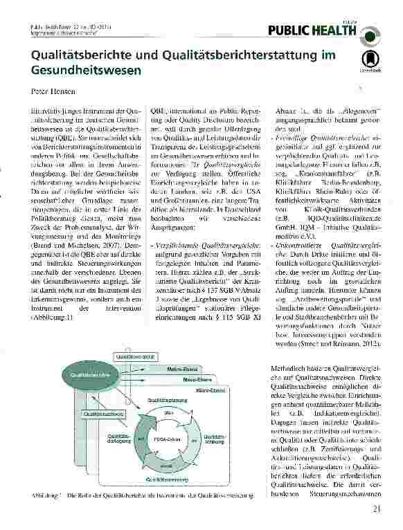 Vorschauseite 1: Qualitätsberichte und Qualitätsberichterstattung im Gesundheitswesen