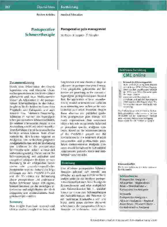 Vorschauseite 1: Postoperative Schmerztherapie