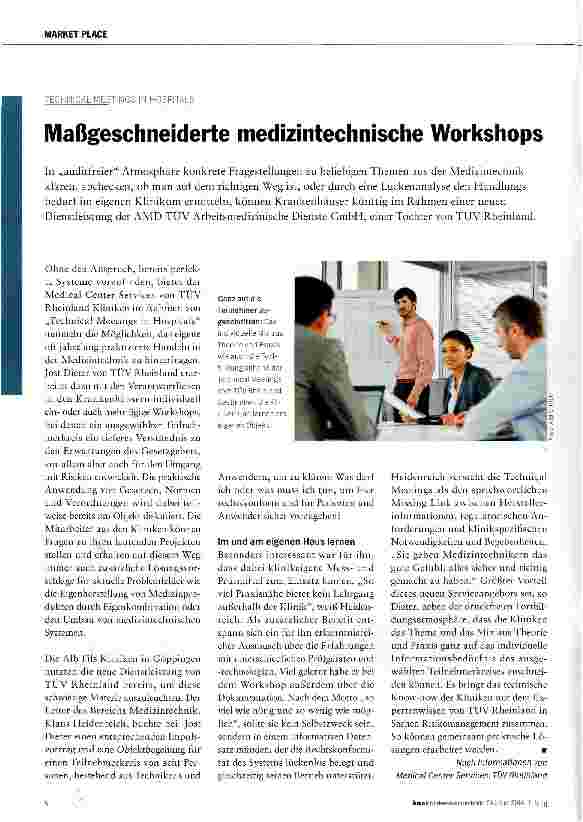 Vorschauseite 1: Maßgeschneiderte medizintechnische Workshops