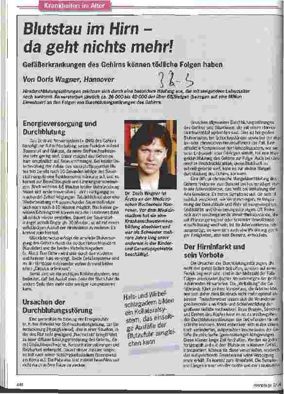 Vorschauseite 1: Blutstau im Hirn - da geht nichts mehr! Gefäßerkrankungen des Gehirns können tödliche Folgen haben