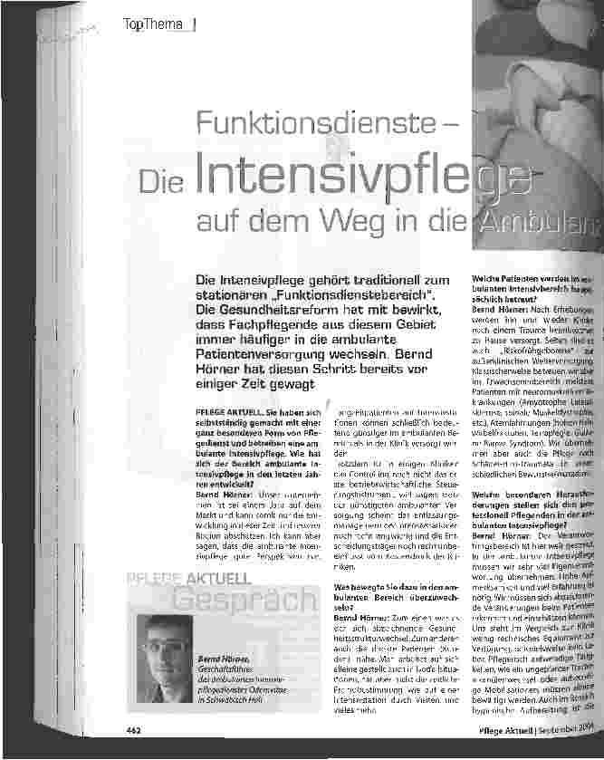 Vorschauseite 1: Funktionsdienste - die Intensivpflege auf dem Weg in die Ambulanz