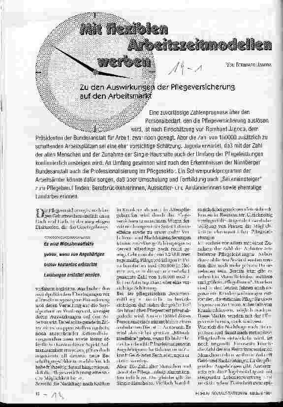 Vorschauseite 1: Mit flexiblen Arbeitszeiten werben Zu den Auswirkungen der Pflegeversicherung auf den Arbeitsmarkt